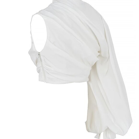 HOUSE OF CB ARTA WHITE COTTON CROPPED TOP SIZE SMALL PRELOVED - Picture 2 of 6